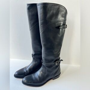 Frye Dorado Black Leather Knee High Riding Boots Size 7